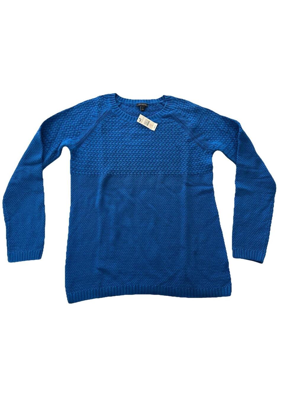 Talbots Women's Blue Pullover Sweater Long Sleeves Size Small Cotton Cashmere